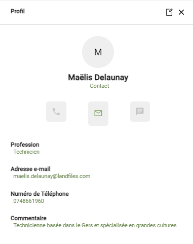 A client contact record, with occupation, contact details and a comment