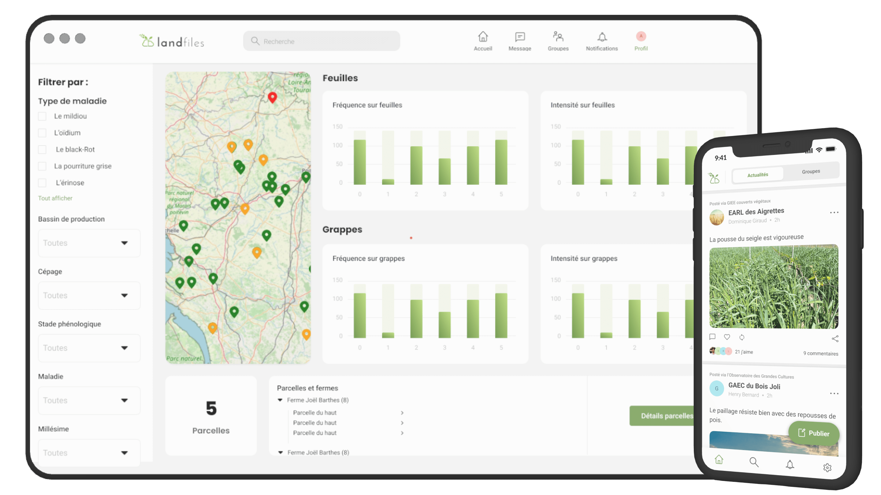 Landfiles model visualization of data on tablet and publications on mobile